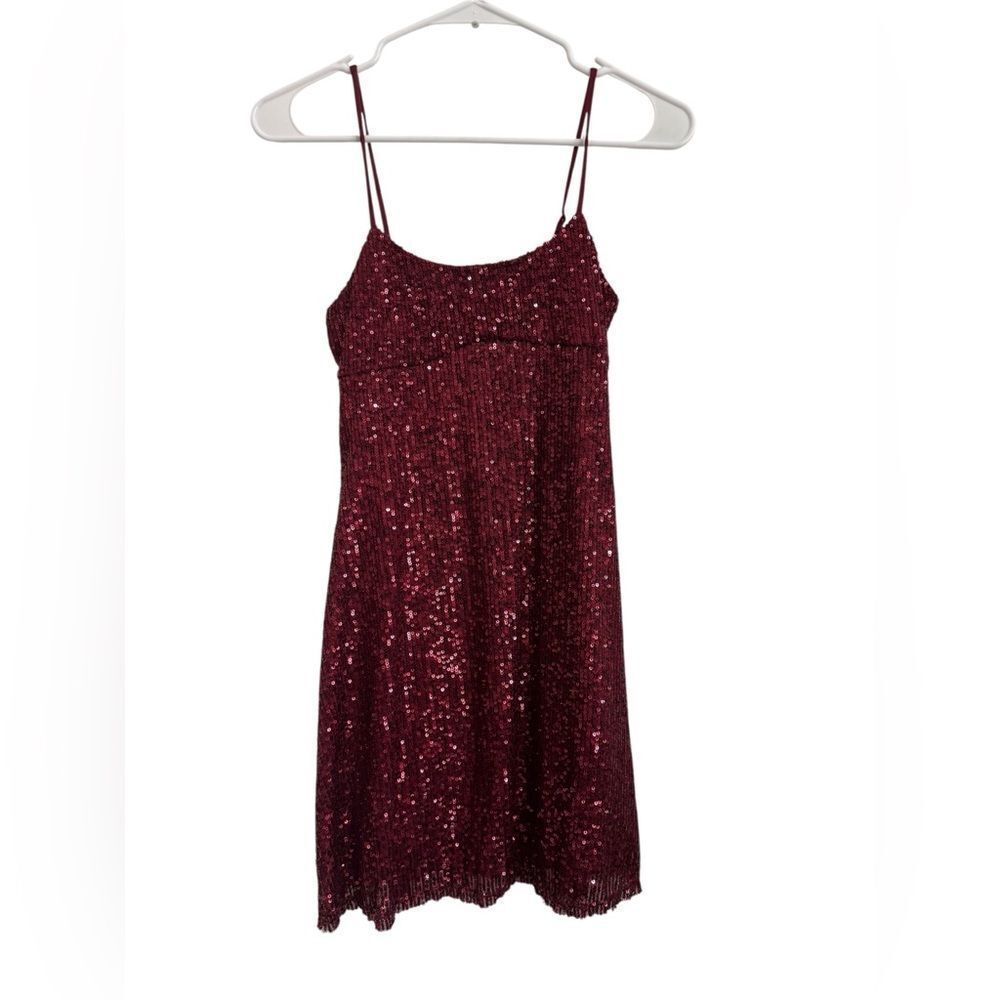 Sparkling Burgundy Sequin Dress